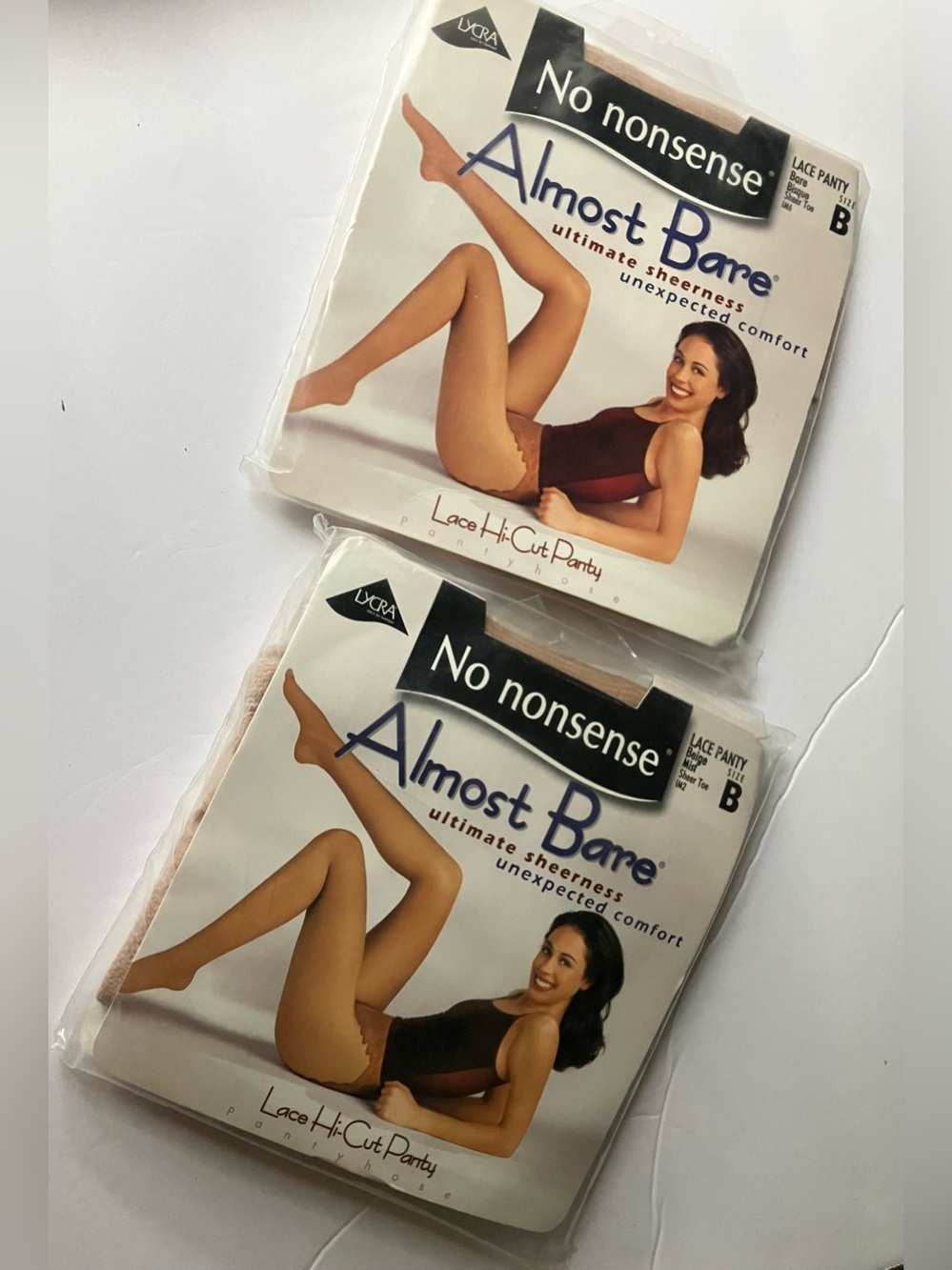 No Nonsense Almost Bare Lace Hi-Cut Pantyhose Midnight Black Size B
